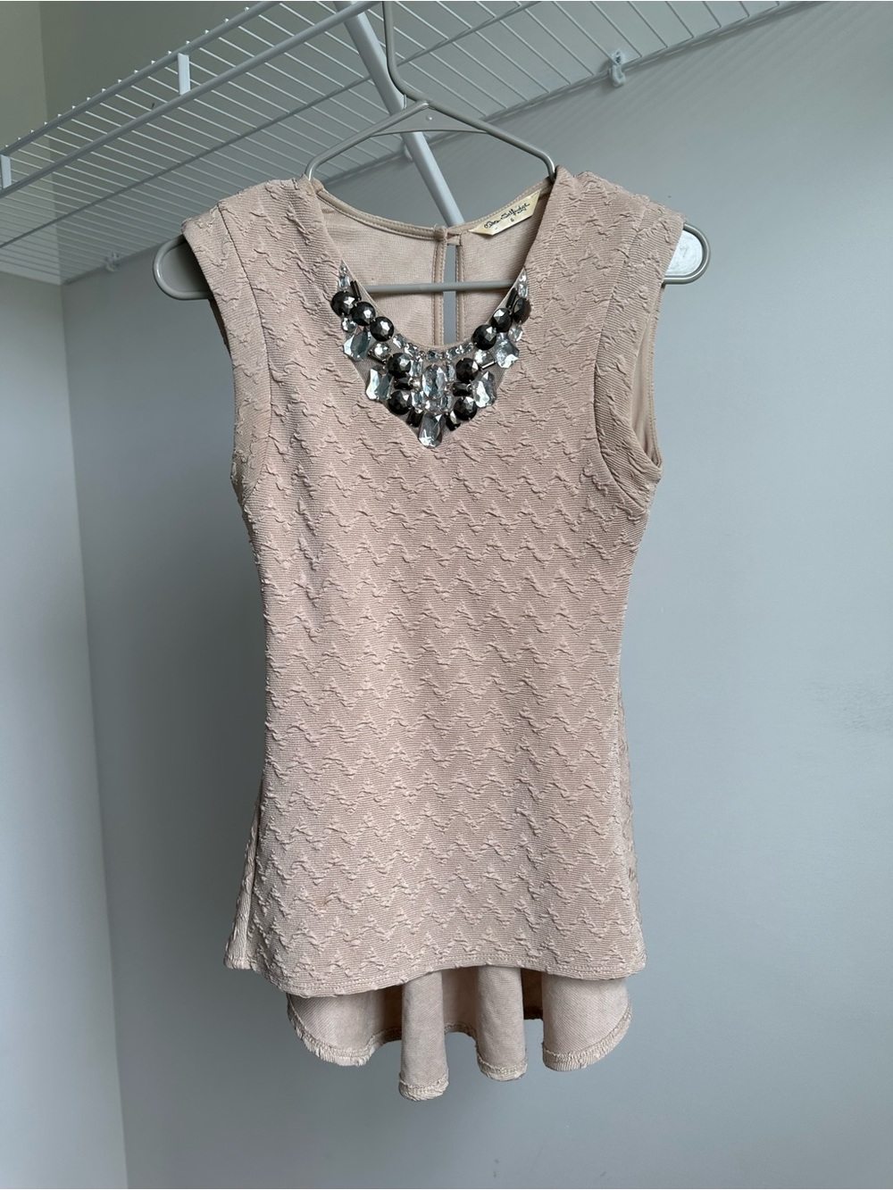 Miss Selfridge Sleeveless Embellished Pink Peplum Top XS